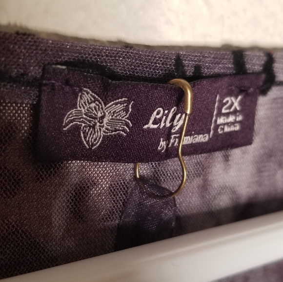 NEW Lily by Firmiana animal print lace sparkly duster kimono Velvet Burnout 2X - Picture 3 of 9